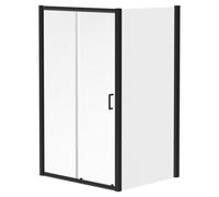 Luma 8 Sliding Door Shower Enclosure | Matt Black | Glass/Aluminium | 1200mm x 1000mm