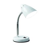 Premier Housewares Desk Lamp LED Reading / Study / Table Lamp White Gloss Metal Base Desk Lamps For Study / Office Round Shade Adjustable 13 x 13 x 37