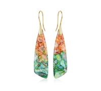 LumaBria Natural Healing Crystal Teardrop Earrings for Women, Copper Hook Dangle Drop Stone Boho Jewelry, Lightweight Aesthetic Gifts Everyday Wear, CM, Imperial Pine, Chalcedony