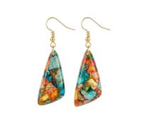 LumaBria Natural Healing Crystal Teardrop Earrings for Women, Copper Hook Dangle Drop Stone Boho Jewelry, Lightweight Aesthetic Gifts Everyday Wear, CM, Imperial Pine, Chalcedony