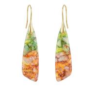 LumaBria Natural Healing Crystal Teardrop Earrings for Women, Copper Hook Dangle Drop Stone Boho Jewelry, Lightweight Aesthetic Gifts Everyday Wear, CM, Imperial Pine, Chalcedony