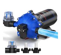 LumaBrite 12V DC Water Pump, 7.0GPM 70PSI RV Fresh Caravan Water Pump Five Chamber Self-Priming Diaphragm Pump with Heavy Duty Pressure Switch and Strainer for RV, Marine, Yacht, Caravan