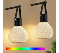 LumaBrite RGB Rechargeable Wall Lights - RGB Battery Operated Lights as Wall Lamp, Table Lamp, Lantern Versatile 2500mAh Wireless Wall Sconces Set of 2, Cordless (No Remote)