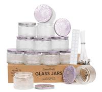 LumaCraft Luxury Embossed Glass Candle Jars for Making Candles - 12 Pack Empty Candle Containers with Airtight Metal Lids, 20 Wicks & 20 Stickers, Colored Glass Jars for Gifts & Decor-120ML