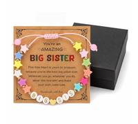 LumaHaven Big Sister Bracelet with Card & Box | Star & Letter Adjustable Beaded Bracelet, Card & Gift Box Set, Perfect Big Sister Birthday Keepsake