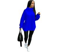 Lumaire Royal Color Women Ladies Chunky Knitted High Polo Roll Neck Baggy Oversized Jumper Dress Top One Size UK 8-14 [Size: 14]