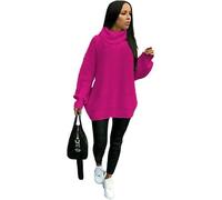 Lumaire Women Ladies Chunky Knitted High Polo Roll Neck Baggy Oversized Jumper Dress Top One Size UK 8-14