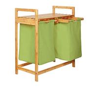 Lumaland Bamboo Laundry Basket with 2 Expandable Laundry Bags | Size Approx 73cm Height x 64cm Width x 33cm Depth, Colour: Green