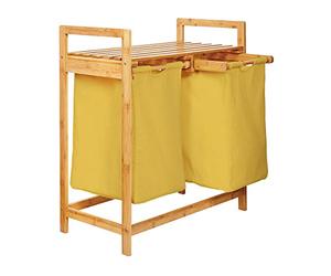 Lumaland Bamboo Laundry Basket with 2 Expandable Laundry Bags | Size Approx 73cm Height x 64cm Width x 33cm Depth, Colour: Yellow