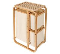 Lumaland Bamboo laundry basket with 3 pull-out laundry bags, dimensions approx. 71 cm height x 50 cm width x 33 cm depth, colour: beige