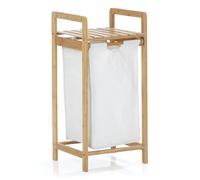 Lumaland Bamboo Laundry Basket with Pull-Out Laundry Bag, Easy-Care Material, Resistant to Moisture and Easy to Wipe Clean, 73 H x 33 W x 33 L cm