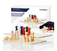 Lumaland Family Board for Standups with 30 Wooden Figures | Systemic Coaching Thanks to, Sizes and Shapes of Figures | Ideal for Family Constellations etc.