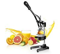 Lumaland Juicer | Lemon Squeezer - Manual & Quiet | Cast Iron Hand Press - Citrus Fruits Juicing Effortlessly | Orange Squeezer for Vegetables and Fruits | Slow Juicer - Very Easy Care | Black