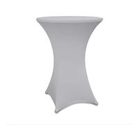 Lumaland Spandex Table Cover Ø 30" 70-75 cm Round Fit Stretch Tablecloth - for Weddings, Events, Trade Shows - Cocktail Dry Bar Bistro Table - Dirt-Repellent, Washable, Fast-Drying - Silver Grey