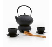 Lumaland Tea Set 12-Piece | 1.4 Litre cast Iron teapot Tetsubin | cast Iron teapot Warmer | 4 Tea Cups & 4 Coasters | Japanese Tea Set incl. Bamboo dosing Spoon & Stainless Steel Strainer