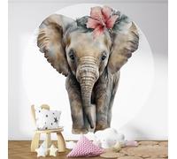 Lumalea - Children's Elephant Round/Circle Wallpaper - Premium Paper 185g Washable - Diameter 130cm