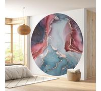 Lumalea - Round Marble Effect Circle Wallpaper - Premium Paper 185g Washable - Diameter 90cm