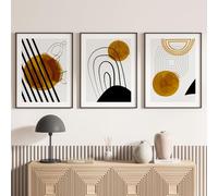 Lumalea - Set of 3 Geometric Abstract Triptych Posters - Black and White Border - 3 Posters - 60 x 80 cm