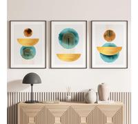 Lumalea - Set of 3 Geometric Triptych Posters - Black Border - 3 Posters - 60 x 80 cm