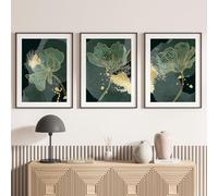 Lumalea - Set of 3 Posters Triptych Leaves - White Border - 3 Posters - 60 x 80 cm