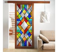 Lumanduo Window Film Privacy Static Cling Decorative Colour Glass Vinyl Non Adhesive Privacy Film Stained Glass Window Film for Bathroom Glass Door Window Tint 19.7"x55.1"(50x140cm)