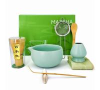LUMANOTHY Matcha Set, Matcha Whisk Set 8 Pcs, Matcha Kit with Ceramic Bowl, Bamboo Whisk, Whisk Holder, Spoon, Scoop, Stand, Sifter & Tea Mat, Matcha Gift Set for Beginners & Tea Lovers, Mint Green
