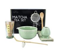 LUMANOTHY Matcha Set, Matcha Whisk Set 8 Pcs, Matcha Kit with Ceramic Bowl, Bamboo Whisk, Whisk Holder, Spoon, Scoop, Stand, Sifter & Tea Mat, Matcha Gift Set for Beginners & Tea Lovers, Striped