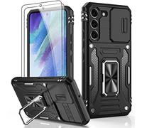 LUMARKE for Galaxy S21 FE Case with Camera Protection and Screen Protector Pass 16ft Drop Test Military Grade Protective Phone Cover with Kickstand Black
