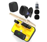 Lumasphere D602 Wireless Lavalier Microphone for iPhone/Android, Lapel Mics with USB-C Plug-Play, Mini Mic with 2.4GHz Noise Cancellation, Charging Case Included, 100ft Range (USB-C&Lightning)