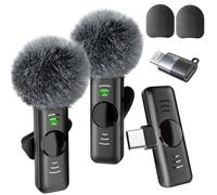 Lumasphere Mini Mic Pro Wireless Microphone for iPhone, iPad, Android, Lavalier Microphone for Video Recording 2 Pack iPhone Mic Crystal Clear Recording ((USB-C + Lightning(iPhones&Androids))