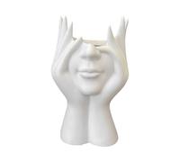 LumaTide Artistic Sided Makeup Brush Holder & Pen Organizer, Cute Girl Sculpture Desktop Storage Cup for Office Desk Decor, Aesthetic Dorm Accessory