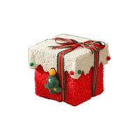 LumaTide Christmas Gift Box with Plush Snow Top, 12CM Red White Holiday Box with Ribbon Bow for Candy Gifts