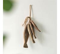 LumaTide Handcrafted Carved Fish Hanging Ornament Single Piece Natural Wood String Art for Coastal Beach House Wall Decor (4, Vintage Color - a Set of 4 Fish)