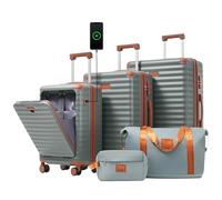LumaTide Luggage Sets 5 Piece, Expandable Suitcases with Front Opening & Cup Holder, Family Travel Set