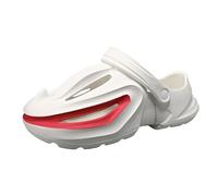 LumaTide Mens Sandals Adjustable Platform Arch Support Beach Shoes, White/Red, 9.5 UK