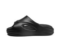LumaTide Men's Ultra-Soft Slide Sandals - Plush Thick Sole Adjustable Couples Slides, Beach to Dorm US 5-12, Black, 6.5-7.5
