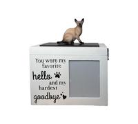 LumaTide Pet Urn for Cats with Message Board and Seated Siamese Cat Figurine - Cat Ashes Keepsake Memorial Urn for Dogs and Small Pets