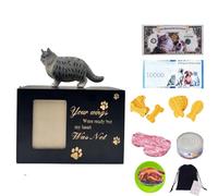 LumaTide Pet Urn for Cats with Photo Frame and Gray Short Hair Cat Figurine - Cat Ashes Keepsake Memorial Urn for Small Pets with Accessories