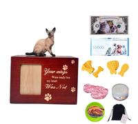 LumaTide Pet Urns for Cats - Wooden Photo Frame Dog Urns for Ashes with Siamese Cat Figurine, Small Pet Urn, Pet Ashes Keepsake Box for Home Memorial Tribute