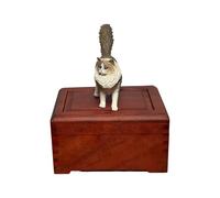 LumaTide Pet Urns for Dogs and Cats - Wooden Dog Urns for Ashes with Siamese Cat Figurine, Small Pet Urn Memorial Box for Home Keepsake