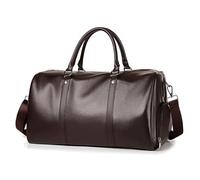 Lumavox Travel Duffel Bag Waterproof Leather Retro Overnight Weekend Bag with Shoe Pouch,Large Carry On Bag Gym Holdall Bag for Men,Brown