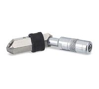 Lumax LX-1406 Silver 360 Degree Swivel Grease Coupler. Swivels in a full 360 degree circle and locks in place. 45 degree angle gives easy access to most Grease Fittings