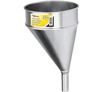 Lumax LX-1706 Silver 6 Quart Offset Galvanized Funnel with Screen. Bright Zinc Galvanized Corrosion-Resistant Finish. Rolled Edge, High, Splash-Proof Rim.