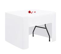 Lumaycens 1 Pack White Table Cloth Open Back Square Tablecloth for Folding Table Washable Fitted Tablecloth Polyester Fabric Table Cover Rectangle for Wedding Party Trade Craft Show Display Events