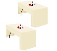 Lumaycens 2 Pack Beige Tablecloth Open Back Fitted Tablecloth for 6ft Folding Table Washable Polyester Fabric Beige Table Cloth Table Cover for Trade Craft Show Display Party Wedding Events