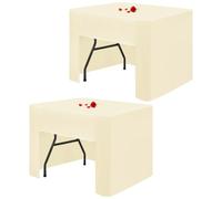 Lumaycens 2 Pack Beige Tablecloth Open Back Square Tablecloth for Folding Table Washable Polyester Fabric Beige Table Cloth Fitted for Wedding Party Trade Craft Show Display Events