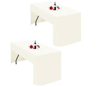 Lumaycens 2 Pack Ivory Tablecloth Open Back Fitted Tablecloth for 6ft Folding Table Washable Polyester Fabric Ivory Table Cloth Table Cover for Trade Craft Show Display Party Wedding Events