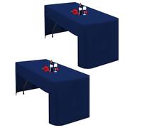 Lumaycens 2 Pack Navy Blue Tablecloth Open Back Fitted Tablecloth for 6ft Folding Table Washable Polyester Fabric Blue Table Cloth Table Cover for Trade Craft Show Display Party Wedding Events