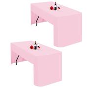 Lumaycens 2 Pack Pink Tablecloth Open Back Fitted Tablecloth for 6ft Folding Table Washable Polyester Fabric Pink Table Cloth Table Cover for Trade Craft Show Display Party Wedding Events