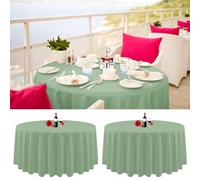 Lumaycens 2 Pack Round Tablecloth - 90 Inch Sage Green Wrinkle Resistant Washable Polyester Fabric Table Cover for Wedding Party Restaurant Buffet Table